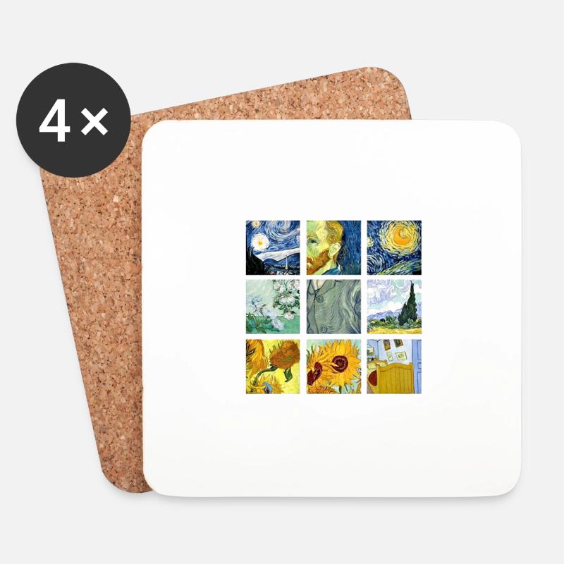 Van Gogh Tumblr - Untersetzer (4er-Set) - Weiß