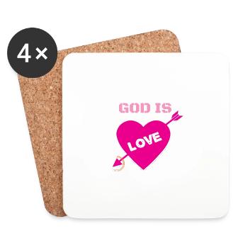 Dieu est amour Dieu est amour Solidarité chrétienne - Dessous de verre (lot de 4) - blanc - Devant