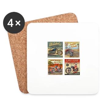 Vintage Motorcycle Poster, Vintage Motorcycle - Coasters (set of 4) - white - Front