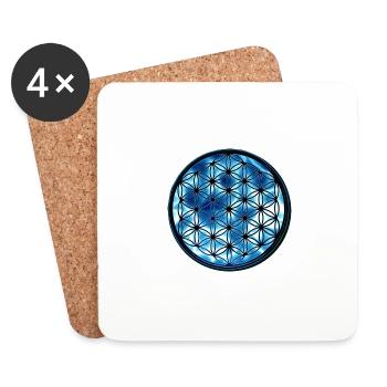 Flower of Life Blue Element Water - Coasters (set of 4) - white - Front