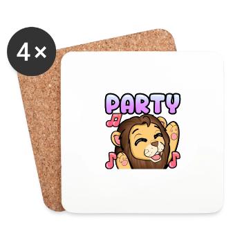 Partylöwe - Untersetzer (4er-Set) - Weiß - Vorne