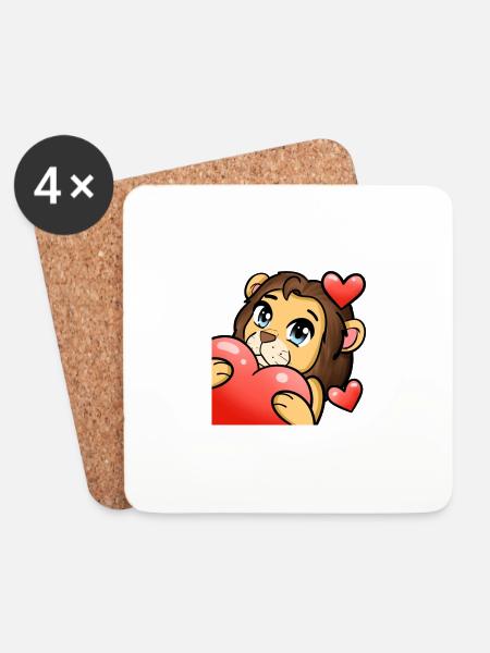 Heart Lion - Coasters (set of 4) - white