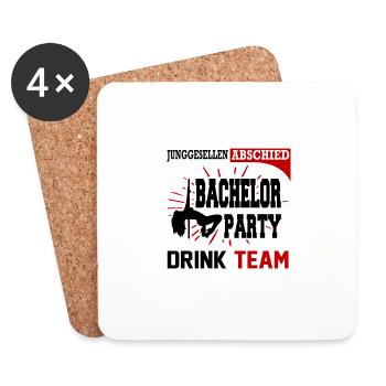JGA Bachelor Party Drink Team Saufen Pole Dance - Untersetzer (4er-Set) - Weiß - Vorne