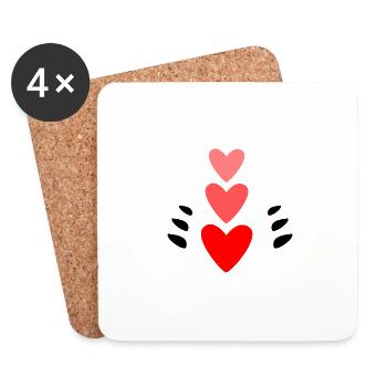 MOM. MOTHER's DAY. HAPPY MOTHER'S DAY. HEART - Coasters (set of 4) - white - Front