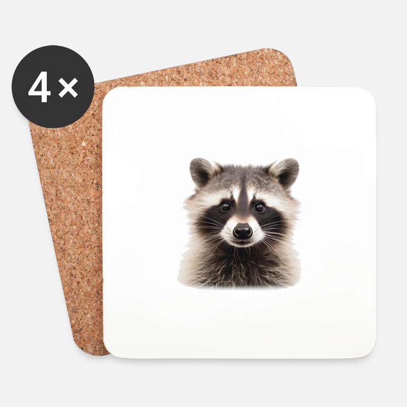 Waschbär - Untersetzer (4er-Set) - Weiß