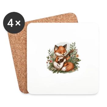 Fox Animal Woodland Red Fox Wilderness Design - Dessous de verre (lot de 4) - blanc - Devant