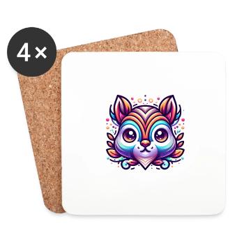 Écureuil coloré noix amoureux des animaux - Dessous de verre (lot de 4) - blanc - Devant