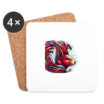 Art numérique écureuil noix amoureux des animaux - Dessous de verre (lot de 4) - blanc - Devant