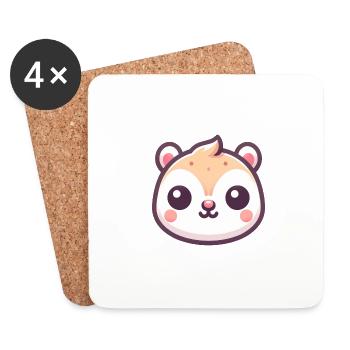 Mignon écureuil noix amoureux des animaux - Dessous de verre (lot de 4) - blanc - Devant