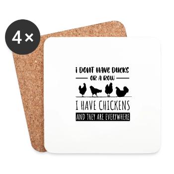 Lustiges Huhn & Hahn Farm Design - Untersetzer (4er-Set) - Weiß - Vorne