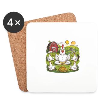 Hen Zen Yoga Meditation Huhn Hühner Bauernhof - Untersetzer (4er-Set) - Weiß - Vorne