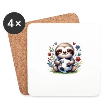 Conception mignonne de joueur de football paresseux - Dessous de verre (lot de 4) - blanc - Devant