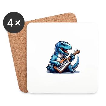 Conception de clavier Dino cool - Dessous de verre (lot de 4) - blanc - Devant