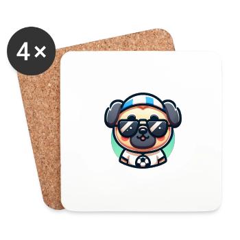 Pug Dog Football Player Ball Champion Fan - Coasters (set of 4) - white - Front