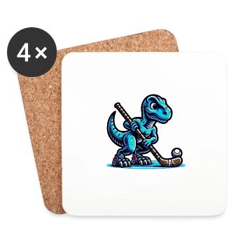 Dinosaurier Dino Feldhockey Spieler Team - Untersetzer (4er-Set) - Weiß - Vorne