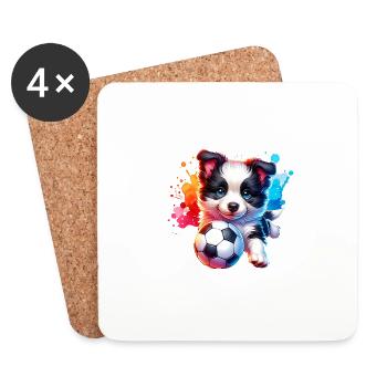 Border Collie Dog Football Player Ball Champion - Coasters (set of 4) - white - Front