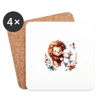 Lion and Lamb Christian Clothing - Coasters (set of 4) - white - Front