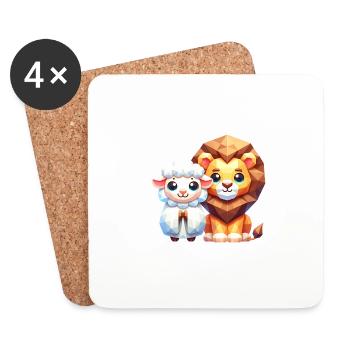 Vêtements chrétiens Lion et Agneau - Dessous de verre (lot de 4) - blanc - Devant