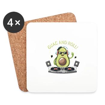 Avocado Guac And Roll Musique DJ - Dessous de verre (lot de 4) - blanc - Devant