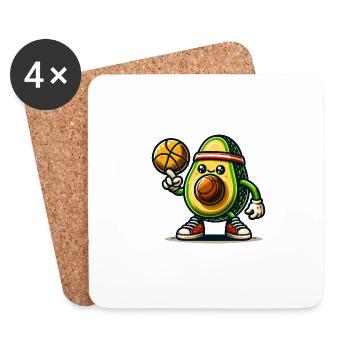Avocado Basketball Spieler Retro Style - Untersetzer (4er-Set) - Weiß - Vorne