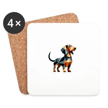 Polygon Dackel Hund Tierfreund Hundeliebe - Untersetzer (4er-Set) - Weiß - Vorne
