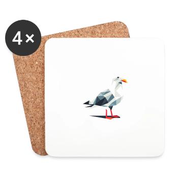 Moin Comic Nordsee Hamburg Polygon Seagull Bird Pier - Coasters (set of 4) - white - Front