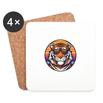 Tiger Comic Cool Sommer - Untersetzer (4er-Set) - Weiß - Vorne
