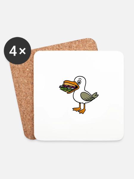 Moin Möwe Fischbrötchen Schnabel Fischmarkt HH - Untersetzer (4er-Set) - Weiß