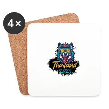 Thaïlande 2025 Loup de fête - Dessous de verre (lot de 4) - blanc - Devant