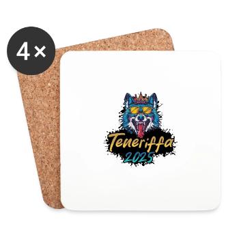 Teneriffa 2025 Party Wolf - Untersetzer (4er-Set) - Weiß - Vorne