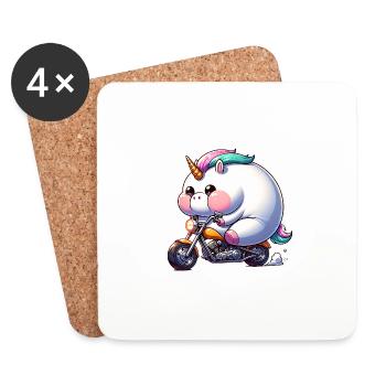 Fabuleuse licorne à l’aventure à moto - Dessous de verre (lot de 4) - blanc - Devant