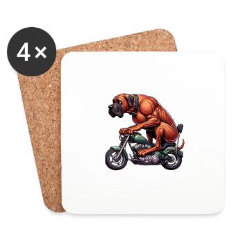 Drôle de chien dans une aventure à moto - Dessous de verre (lot de 4) - blanc - Devant