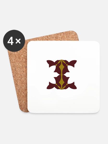 Geometrisches Goldmaroon Mandala - Untersetzer (4er-Set) - Weiß