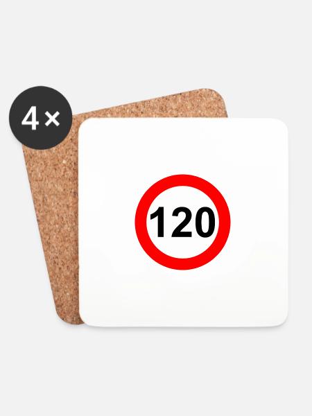 Verkehrsschild Geschwindigkeit Grenze 120 - Untersetzer (4er-Set) - Weiß