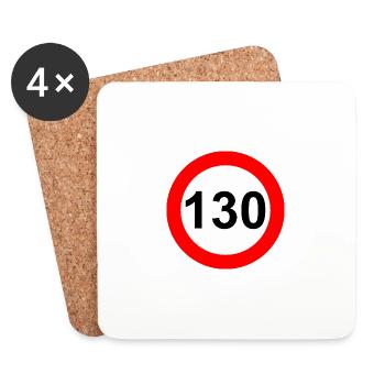 Verkehrsschild Geschwindigkeit Grenze 130 - Untersetzer (4er-Set) - Weiß - Vorne