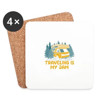 Traveling Is Jam Road Trip Traveler Adventure - Coasters (set of 4) - white - Front
