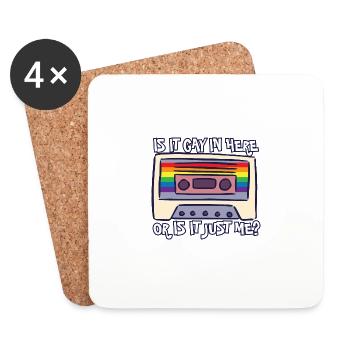 Is It Gay Here LGBTQ Ally Trans Gay Pride Rainbow - Coasters (set of 4) - white - Front
