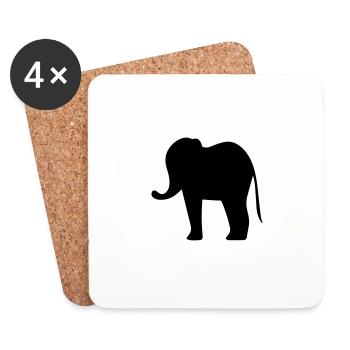 elephant - Coasters (set of 4) - white - Front