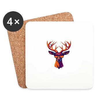 Retro Deer Revolt - Coasters (set of 4) - white - Front