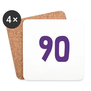 90. 90 ANS. 90e ANNIVERSAIRE. ANNIVERSAIRE 90 ANS. - Dessous de verre (lot de 4) - blanc - Devant