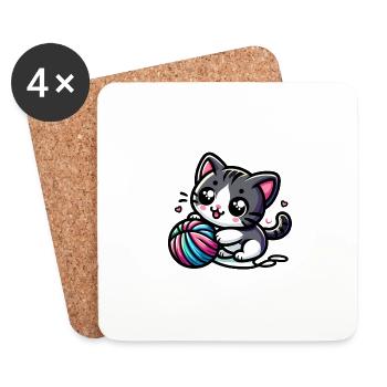 Cute Cat - Coasters (set of 4) - white - Front