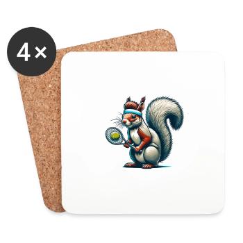 Joueur de tennis Écureuil Noix Amoureux Des Animaux - Dessous de verre (lot de 4) - blanc - Devant