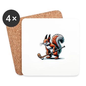 Hockey sur gazon écureuil noix Animal Love - Dessous de verre (lot de 4) - blanc - Devant