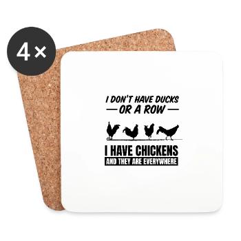 Lustiges Huhn & Hahn Bauernhof Motiv - Untersetzer (4er-Set) - Weiß - Vorne