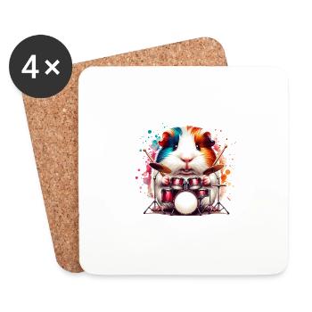 Cooles Schlagzeuger Meerschweinchen Drummer - Untersetzer (4er-Set) - Weiß - Vorne