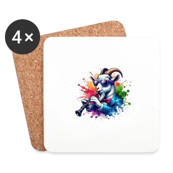 Cool Goat Playing Clarinet Music Band - Coasters (set of 4) - white - Front