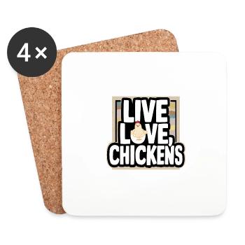 Vivre les poulets de l’amour vivre Poulet de l’amour Fermier - Dessous de verre (lot de 4) - blanc - Devant