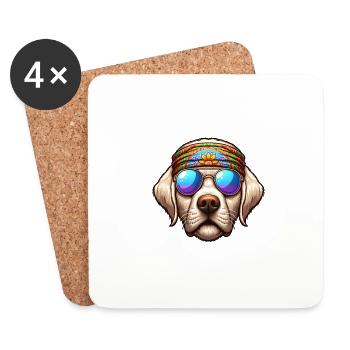 Labrador Hippie Liebe Frieden Bunt - Untersetzer (4er-Set) - Weiß - Vorne