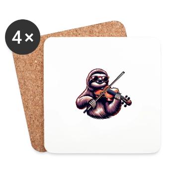 Cool paresseux Violoniste Musique classique - Dessous de verre (lot de 4) - blanc - Devant
