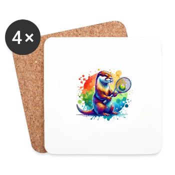 Otter Tennis Player Sports Active - Coasters (set of 4) - white - Front